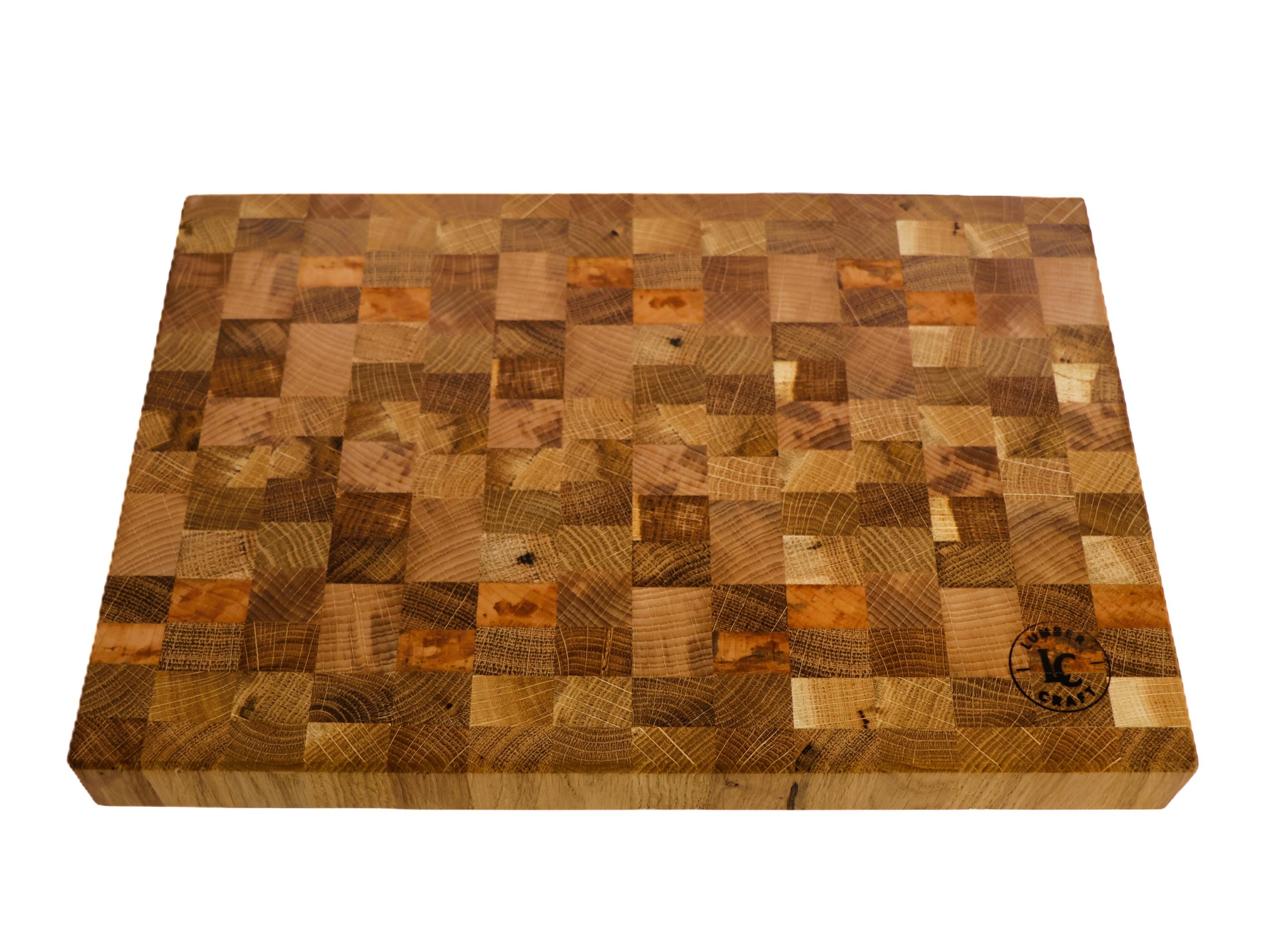 Tocator end grain din lemn de stejar, cires si fag