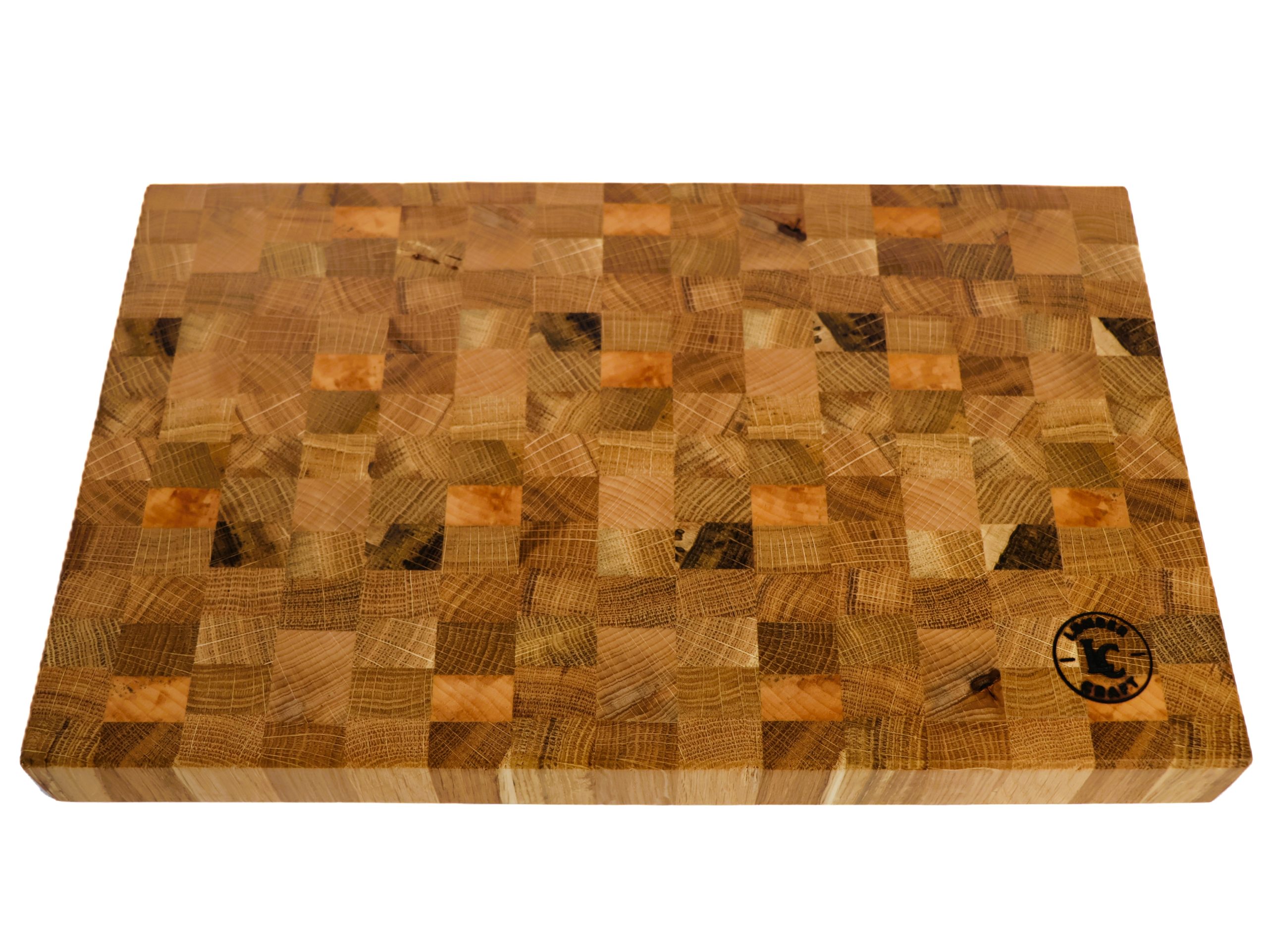 Tocator end grain din lemn de stejar, cires si fag